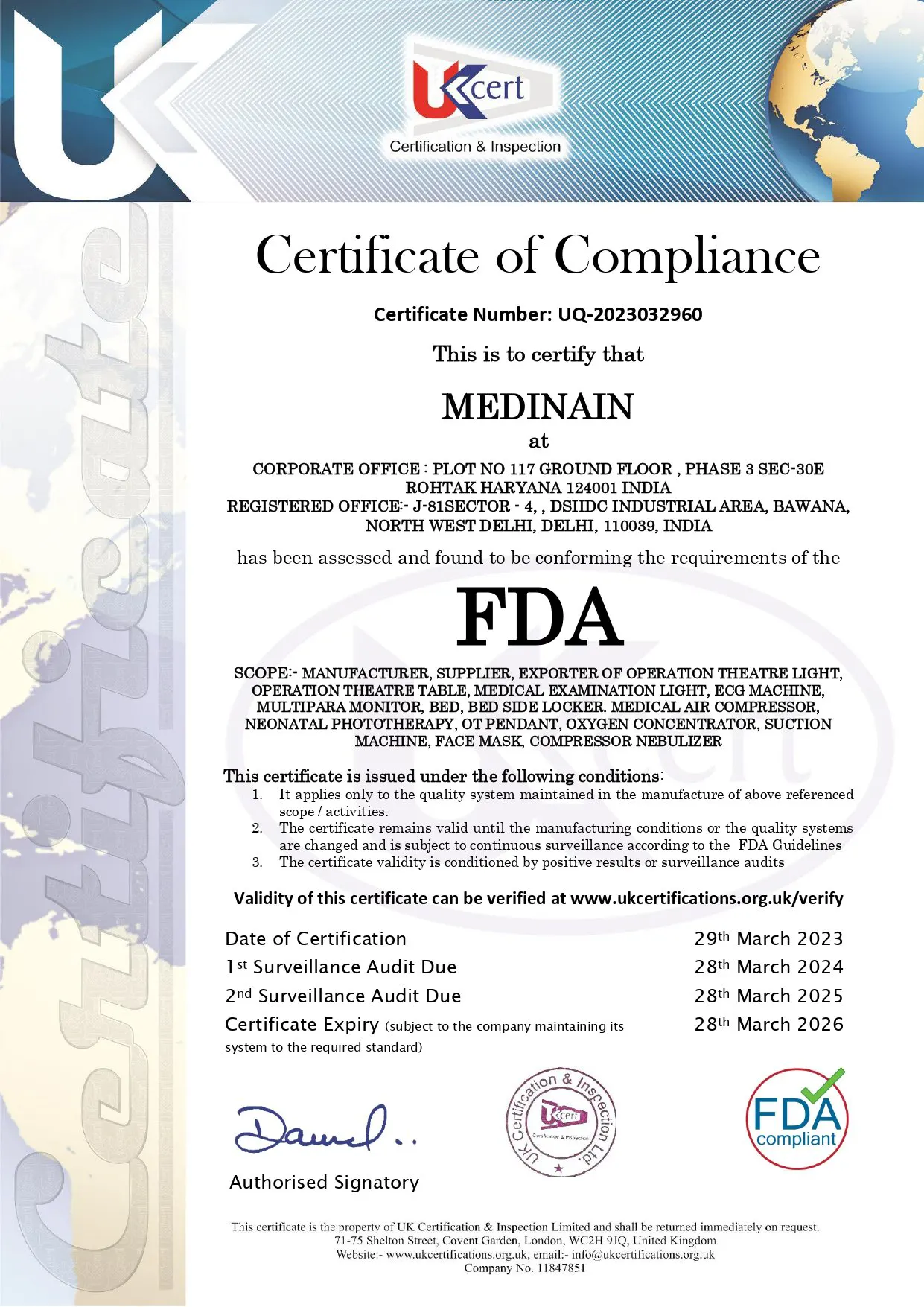 FDA Certification